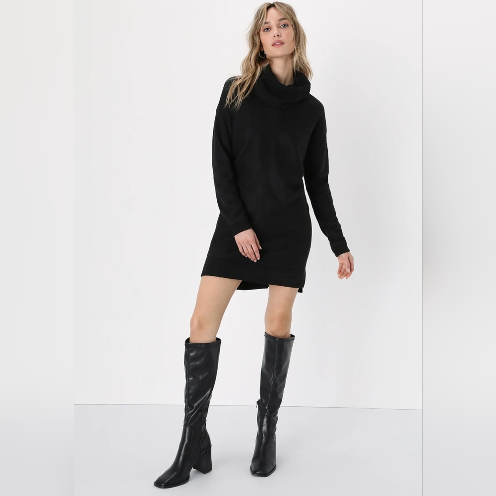 Lulus Autumn Daze Black Cowl Neck Long Sleeve Sweater